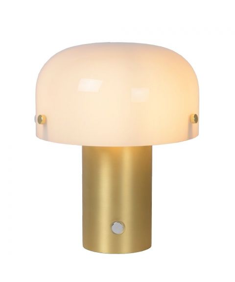 Timon bordlampe, høyde 21 cm, Step-dim, Matt gull/Opal