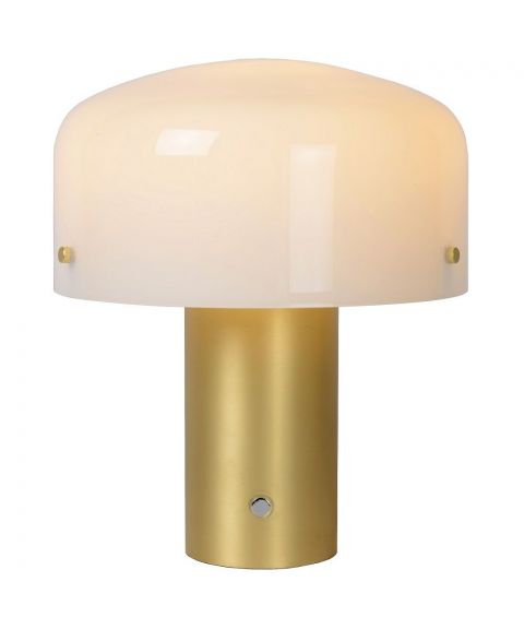 Timon bordlampe, høyde 35 cm, Step-dim, Matt gull/Opal