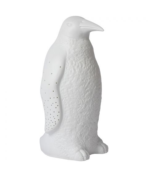 Pinguin bordlampe, høyde 25 cm, Hvit porselen