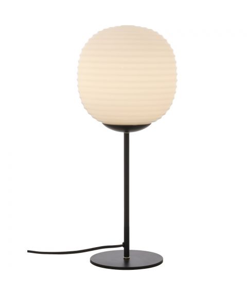 Rille bordlampe, høyde 48 cm, Sort / Opalhvit