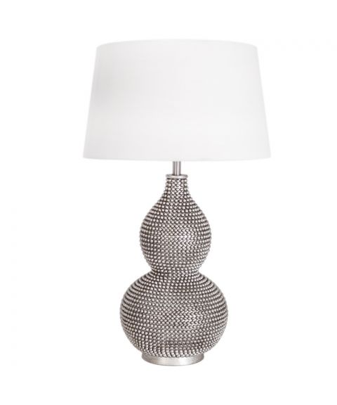 Lofty bordlampe, høyde 55 cm, Satin/Hvit lampeskjerm