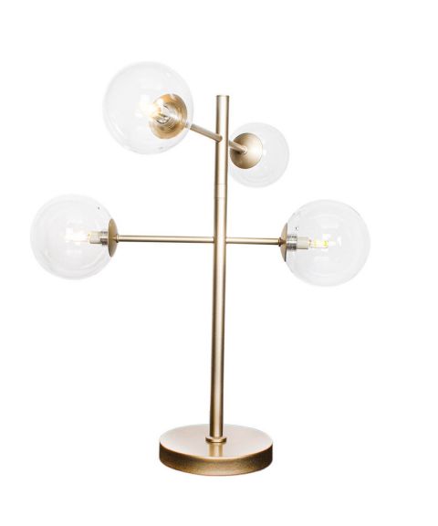 Avenue bordlampe, høyde 50 cm, Gullfarget med klart glass
