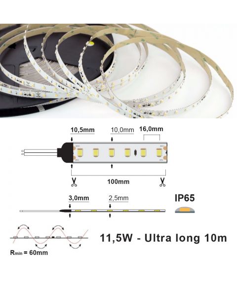 LED Strip 24V IP65 4600K 11,5W/m CC CRI>90, 10 meter pakke