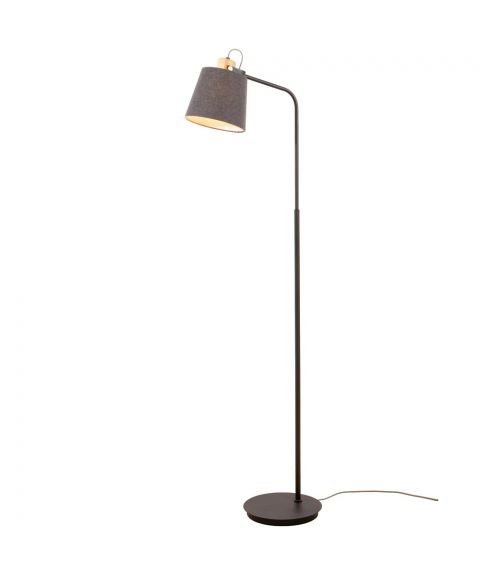 Geilo gulvlampe med tekstilskjerm, høyde 158 cm, Sort / Grå / Tre