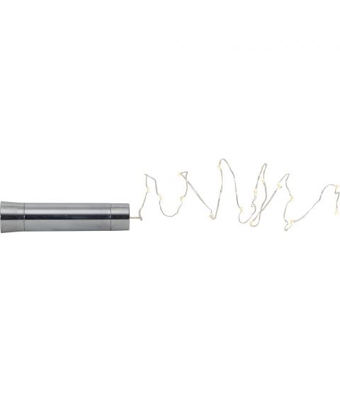 Duggdråper Tube for batteri, med timer, lengde 75 cm, LED (x15) Sølv, Varmhvitt lys 