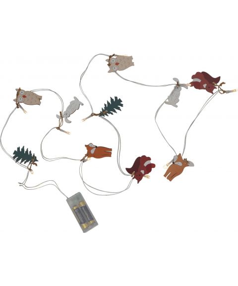 Forest Friends festslynge med figurer LED (x10) 180 cm, for batteri, med timer, varmhvitt lys