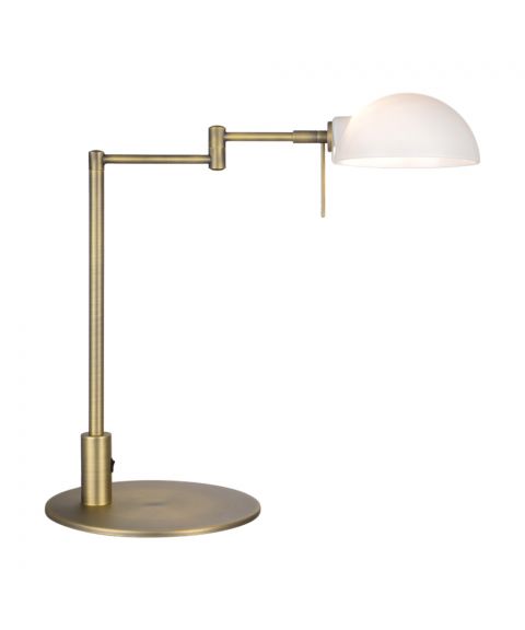 Kjøbenhavn bordlampe, høyde 43 cm, Lesearm 27-38 cm, Opalt glass
