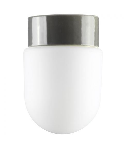 Contrast Fridhem taklampe E27 IP54, høyde 18 cm, Matt opalhvitt glass