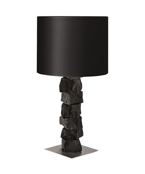 Store Bjørn bordlampe, Sort basalt / Stål, Høyde 80 cm, Sort tekstilskjerm