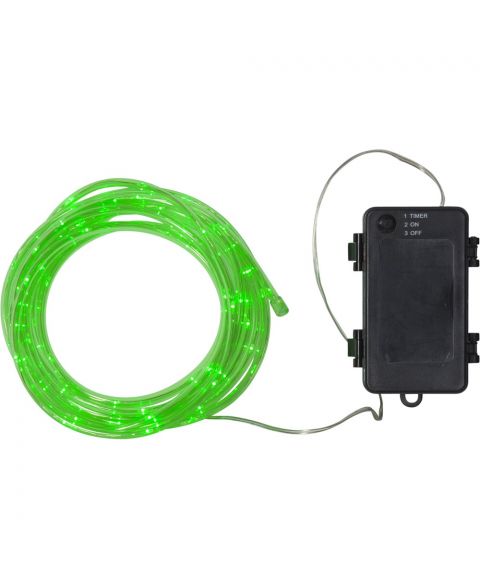 Tuby utendørs lysslange 5 m, for batteri, med timer, (3xC), Grønn