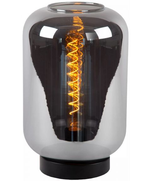 Joanet bordlampe, høyde 35 cm, Røykfarget glass